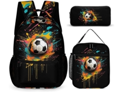 Conjunto Mochila Bola Futebol De 3 Peças Para Meninos Do Ensino Fundamental, Escolar Kawaii De Crianças, Leve