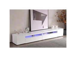 Painel de TV branco moderno de 240 cm, com iluminação LED ajustável, para sala de estar e quarto (painel brilhante, não acrílico)