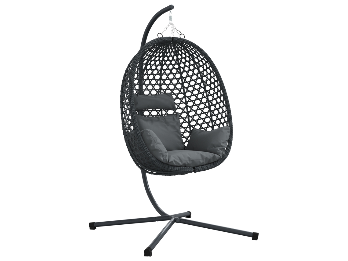 Conjunto 1 Cadeira Suspensa Vidaxl Antracite Vime Pe (104 X 100 X 191 Cm)