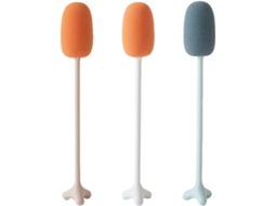 Escova De Limpeza Para Mamadeiras E Copos, Com 3 Escovas De Esponja, Cabo Longo, Material Pp, Ideal Para Casa E
