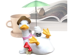 Figura Genérica de Pato para Jardim Escultura Decorativa para Jardim Figura de Resina Segurando um Guarda chuva para CHABERLU