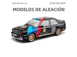 (m3gtr Preto) Miniatura De Carro Em Escala 1:24 Com Rodas De Liga Leve, Rodas Dianteiras Direcionáveis E Portas Que Abrem.