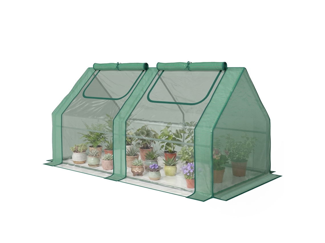Estufa Pequena De Exterior Com Proteção Dupla Janelas Para Cultivos De Plantas E Flores 180x90x90 Cm Verde