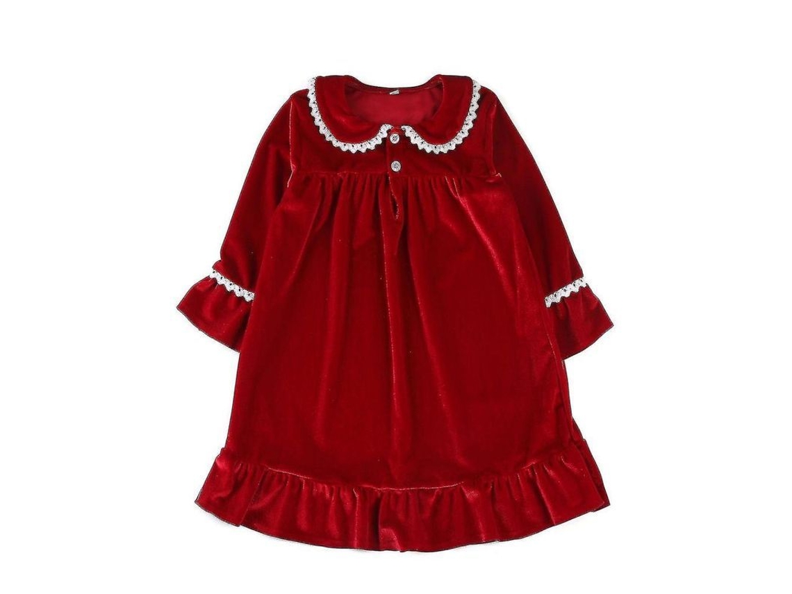 2026 conjunto de Pijamas de Natal Vermelho para Meninos e Meninas Tecido de Veludo Dourado Inverno Sdd 8 9t Rojo C