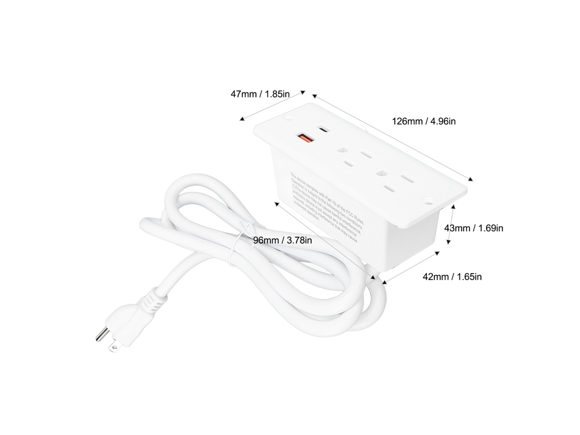 Laxiscreed Extensão De Parede Com 2 Tomadas, Usb-c E Usb-a Para Carregamento Rápido