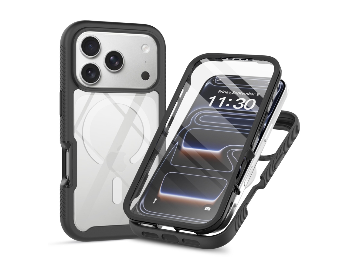 Capa Para Iphone 17 Pro Max, Com Protetor De Ecrã Integrado. Preto Hexinyigjly