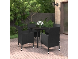 Vidaxl 5 Pcs Conjunto De Jantar P/ Jardim C/almofadões Vime Pe E Vidro