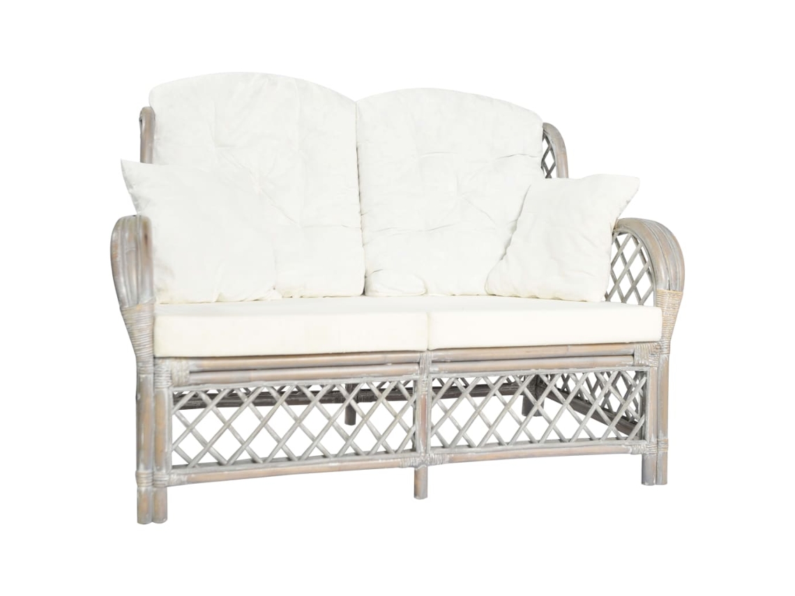 Sofá LOVELY HOME Relax de Jardim 2 Lugares Vime Cinzento (125 x 50 x 90