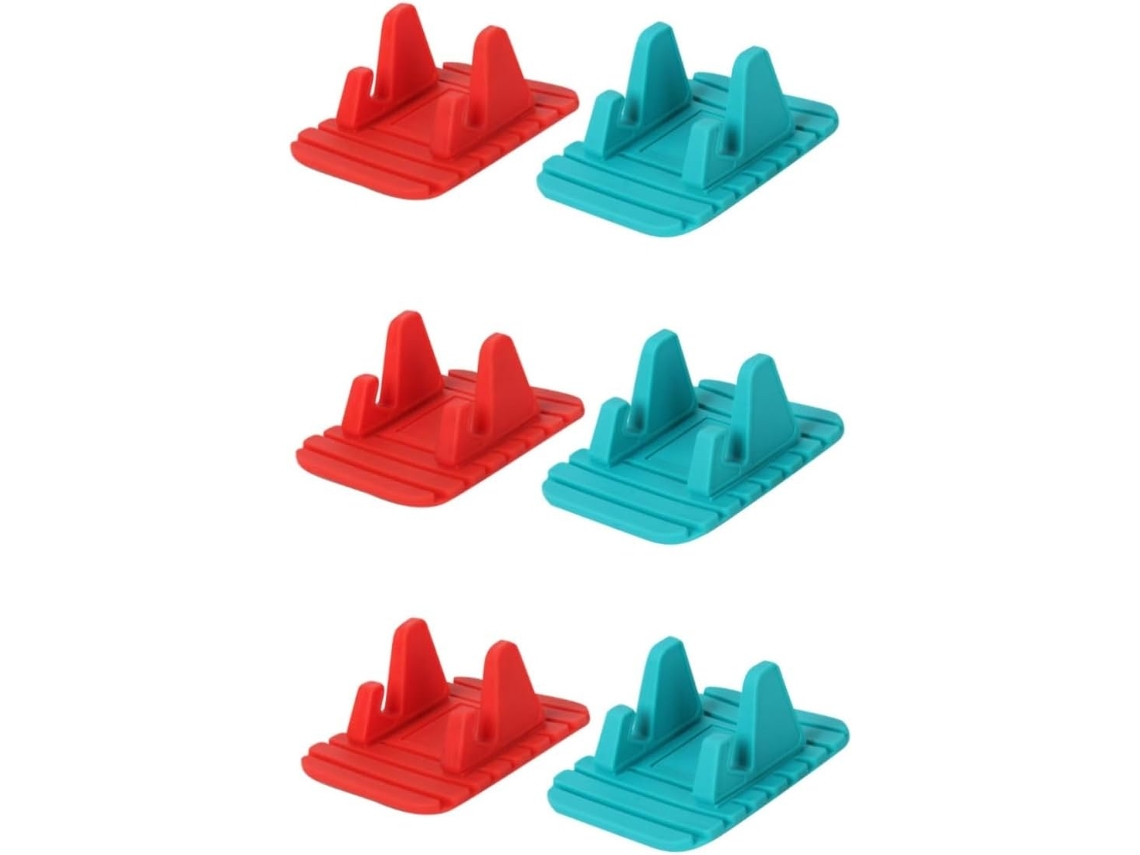 Conjunto de 6 Suportes de Silicone Antiderrapantes para Celular, para Carro Ou Escritório, Vermelho. SFUSHOS