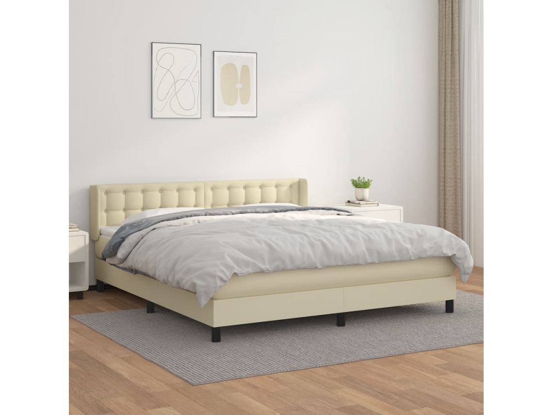 Box Spring Bed, Box Spring Beds Vidaxl Creme Couro Artificial (160 X 200 Cm)