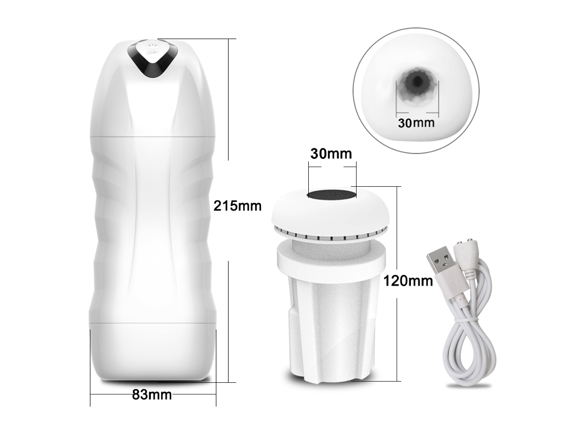 (branco 30mm) Copo Vibratório Masculino Automático Com Ventosa