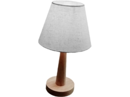 Luminária de mesa moderna Toyandona para quarto e escrivaninha, fácil de instalar, madeira maciça, cúpula em linho cáqui.