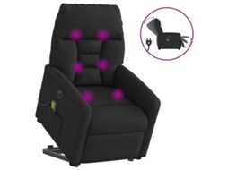 Vidaxl Poltrona Elétrica Elevatória Massagens Tecido Preto