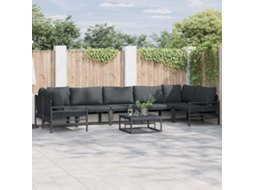 Vidaxl Conjunto De Sofá De Jardim Com Almofada 8 Pcs Preto Aço