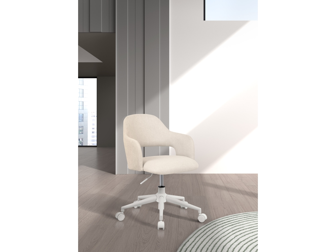 Cadeira de Estudo HISPANOHOGAR Mia Tecido Bege com Rodas 71-81X58X58 Cm