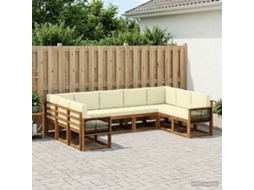 Vidaxl Conjunto De Sofás Para Exterior 9 Pcs Natural E Creme