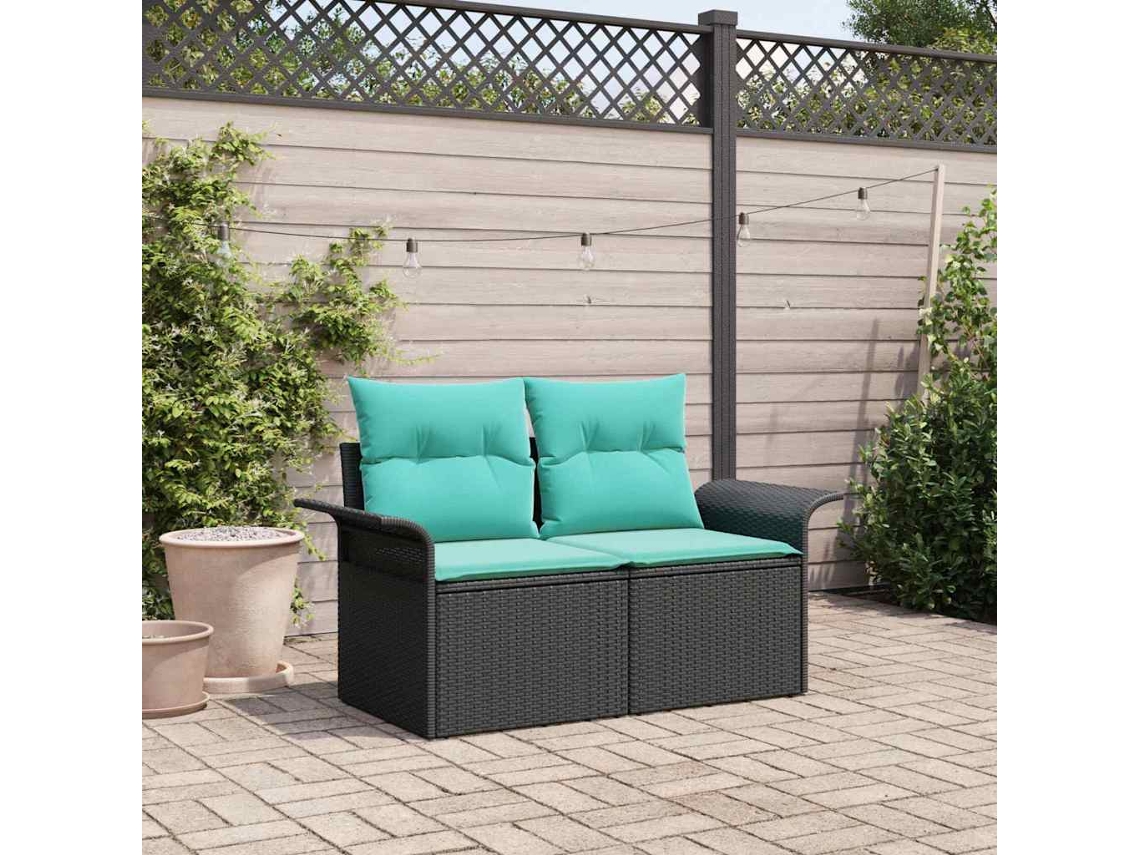 Vidaxl Sofá De Jardim Com Almofada 141 X 62 X 69 Cm Vime Pe