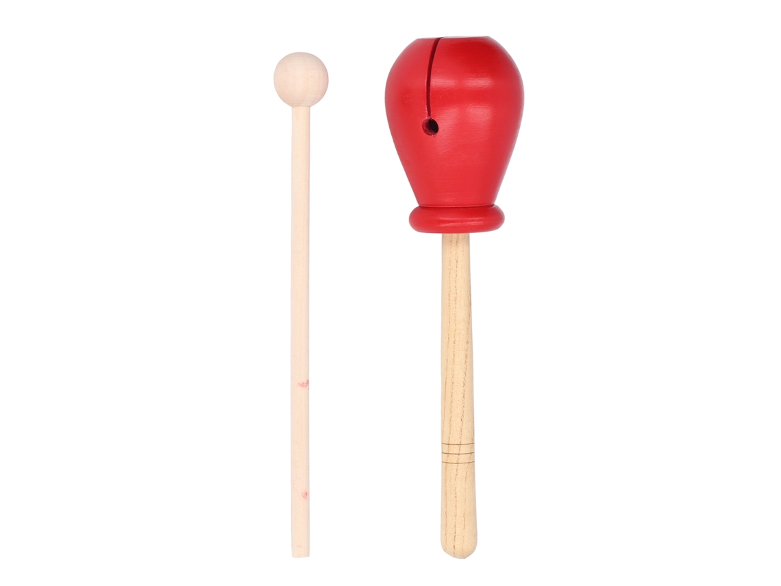 Instrumento De Percussão De Madeira Guiro Vermelho Com Cabo, Brinquedo De Percussão Para Crianças, Guiro Retangular