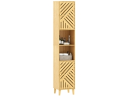 Coluna Casa de Banho Bambu e Melamina de Madeira Cor Madeira 32x30x170 cm Homcom