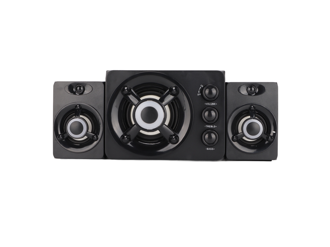 Mali caixa de Som 2.1 Usb com Subwoofer Estéreo e Luz Rgb para Pc Laptop Gamer Novo Preto