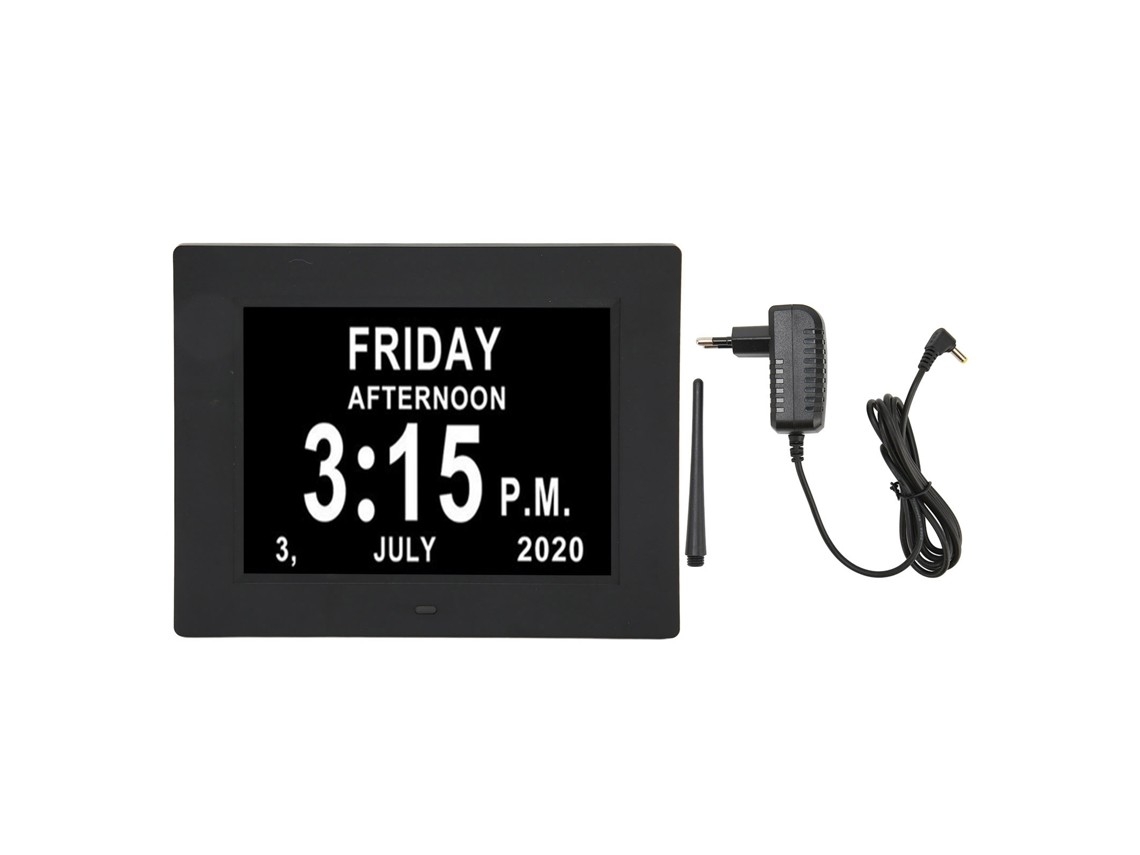 Relógio Digital Diário 7 Polegadas Com Dimming Automático Calendário Alarme Para Idosos Plugue Eu S/marca
