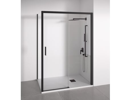 Paroi De Duche Angular 1 Deslizante 2 Fixos Vidro Anticalcário 6mm Preto Largura Adaptável 165 170x72 75 Cm Porta Direita Bellobath