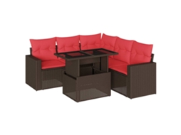 Conjunto de Sofá de Jardim, 6 Peças, Almofadas, Rattan Preto MAISON EXCLUSIVE