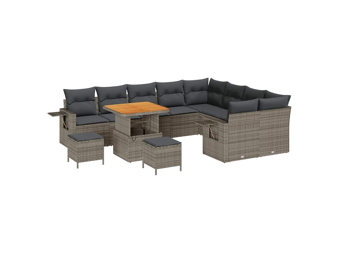 Maison Exclusive - Conjunto De Sofá De Jardim Com Almofada 12 Pcs Cinzeto Vime Pe