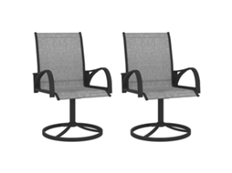 Vidaxl Cadeiras De Jardim Giratórias 2 Pcs Textilene E Aço Cinzento