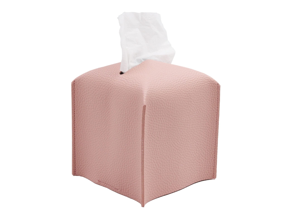 Caixa Quadrada Para Lenços – Porta Tissue – Para Mesa De Cabeceira E Escritório – Pele – Rosa