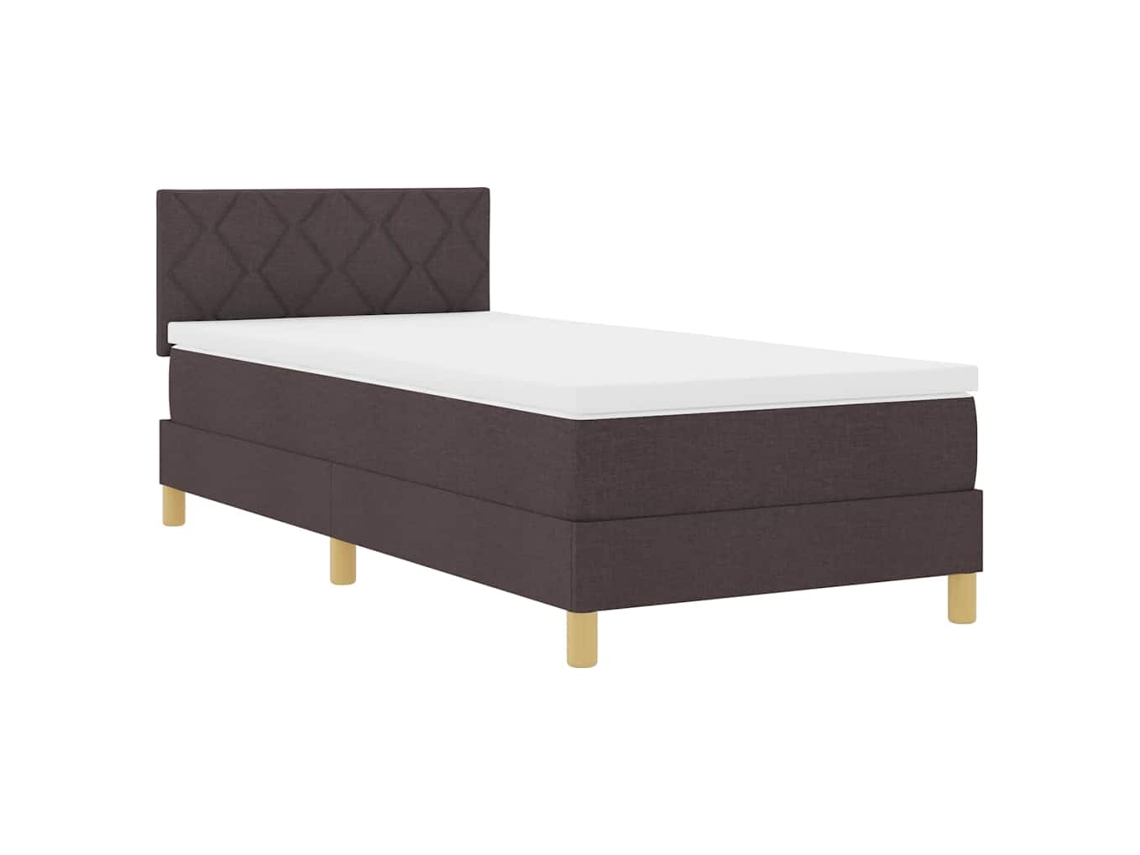 Cama Box Spring Led com Led Marrom Escuro 90x200 cm Tecido MAISON EXCLUSIVE