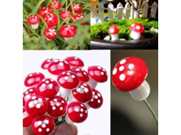 Decoração Cogumelo Artificial Mini Jardim Artesanal 50 Peças