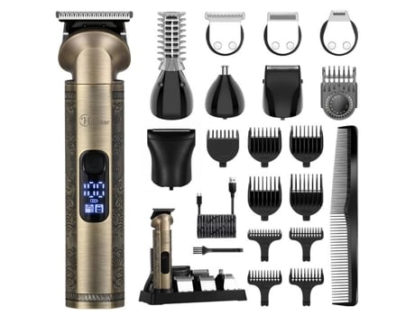 Hatteker Máquina de Cortar Cabelo Aparador de Barba Kit Cortador Barbeador À Prova D'água para Homens USB Recarregável 8 em 1