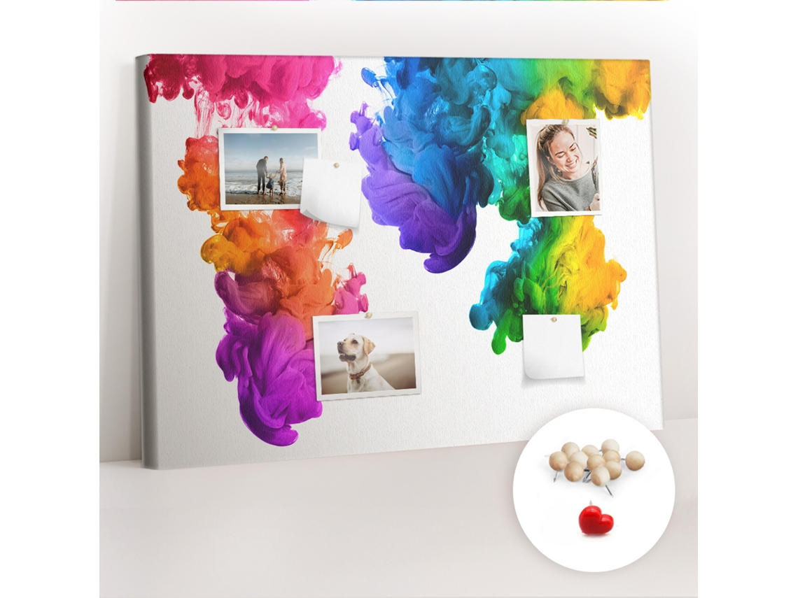 Painel De Cortiça Para Parede Arco-íris De Cores Para A Sala De Estar Espelharte (70x100 Cm)