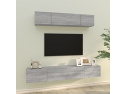 Vidaxl Conjunto Móveis de Tv 4 Pcs Madeira Processada Sonoma Cinza