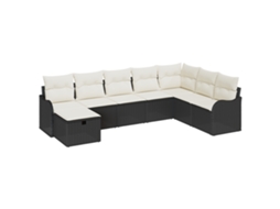 Conjunto 8 Conjunto De Sofá De Jardim Vidaxl Preto Vime Pe (287,5 X 177,5 X 85 Cm)