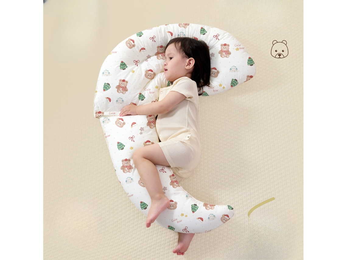 Almofada Corpo Bebé 80x70cm Algodão Respirável Crianças 1-5 Anos Casa Urso Panoona