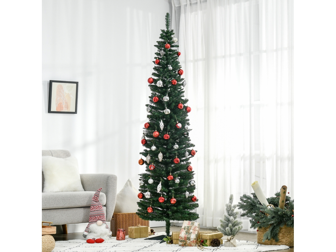 Árvore De Natal Artificial De Abeto 2,1m Com Stand E Poinsétia, Verde