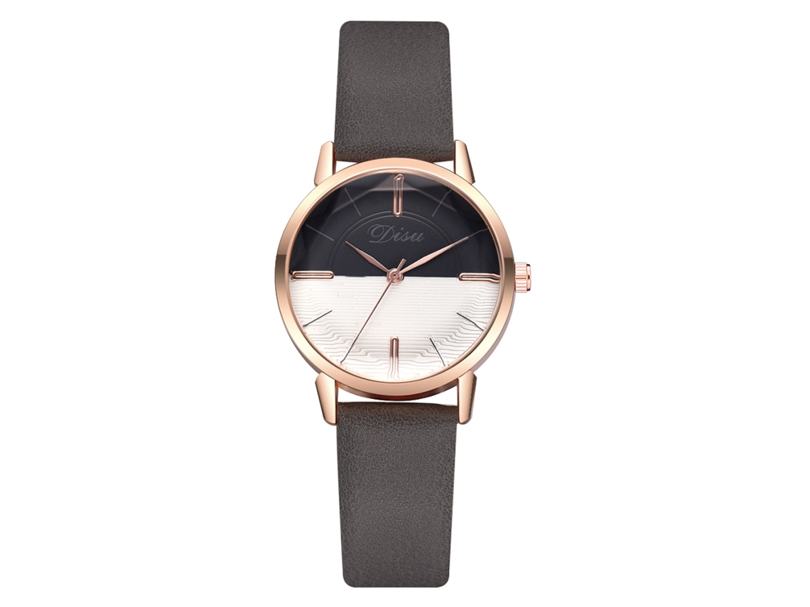 Relógio Feminino de Couro Artificial Casual de Quartzo Moda Pulseira Simples Cinza