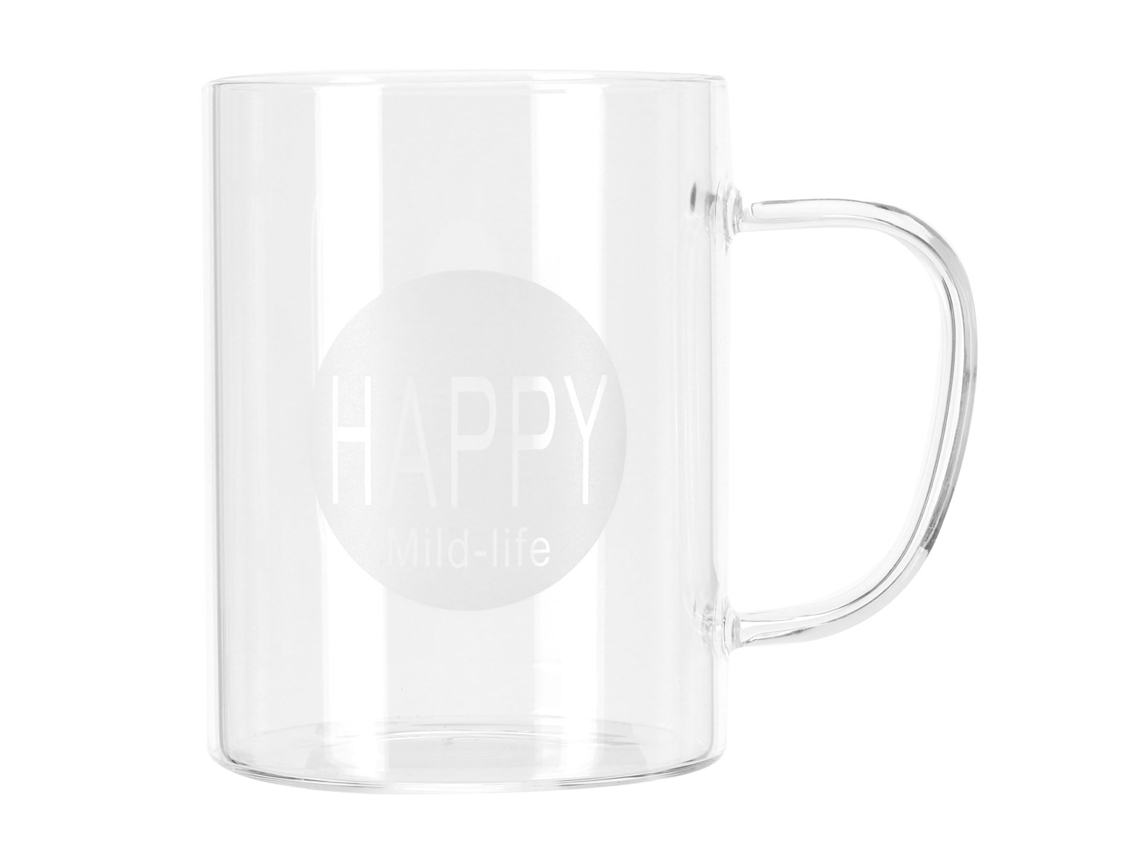 Caneca De Vidro Borossilicato Alta Transparente 350ml Com Alça Para Café Chá Ou Bebida