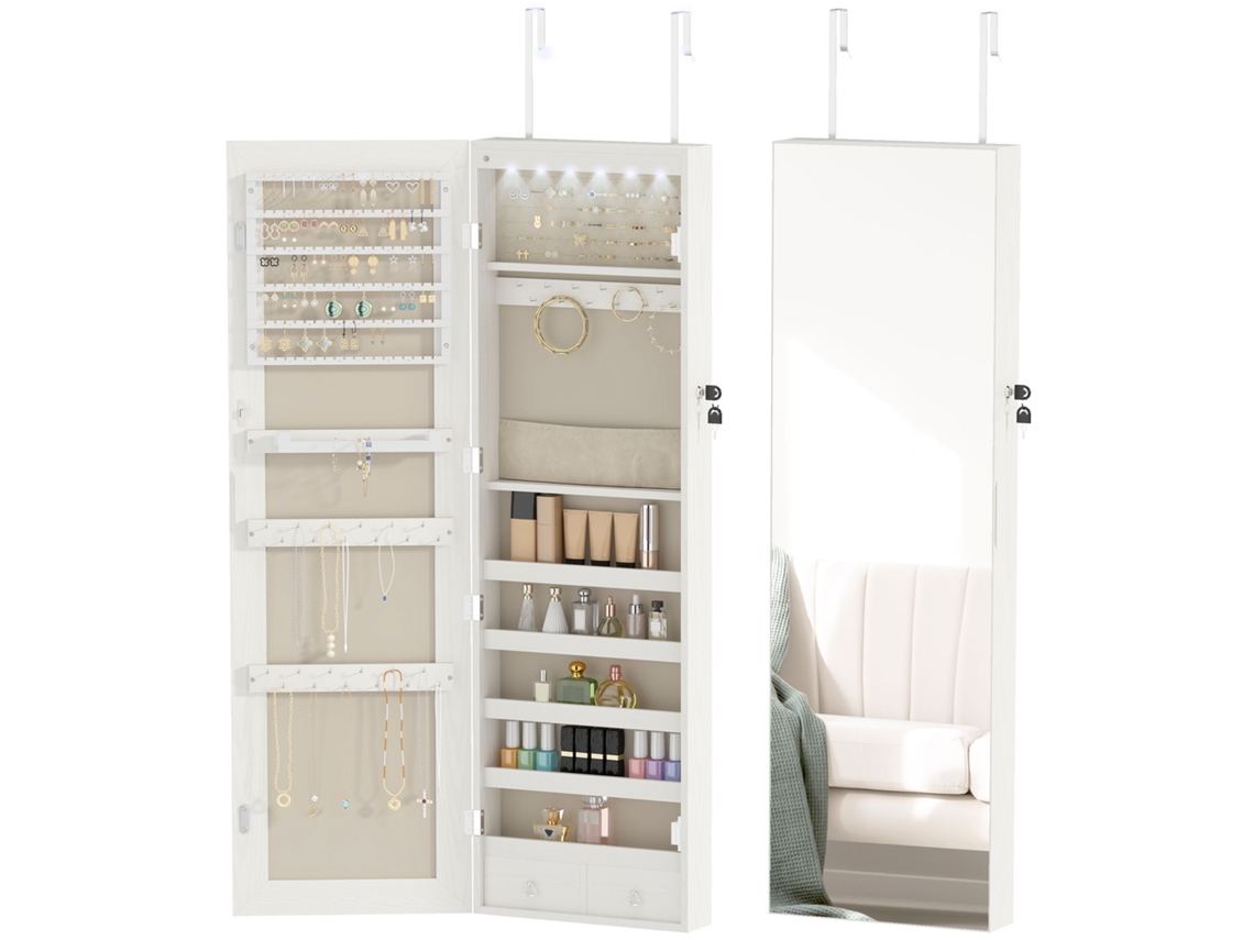 Espelho Joyero com Luz Led, corpo inteiro, branco BTFORUS