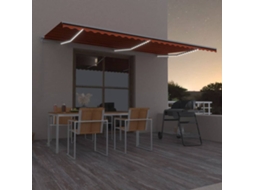Vidaxl Toldo Retrátil Manual Com Led 600x300 Cm Laranja E Castanho