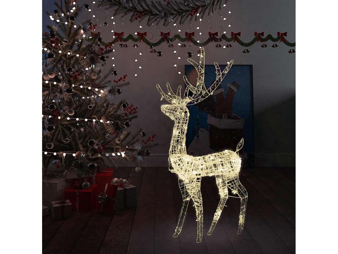 Vidaxl Rena Decorativa De Natal 140 Leds 128 Cm Acrílico Branco Quente