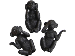 Conjunto de 3 Estatuetas de Macacos em Resina Feitas À Mão para Decoração GOKOCO