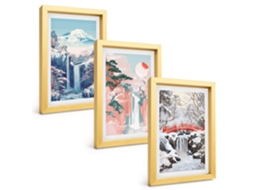 Pinturas Murais Modernaspaisagens De Montanha Cachoeiras Moldura Dourada Fotos Para O Corredor Espelharte (3 Peças 20x30 Cm)