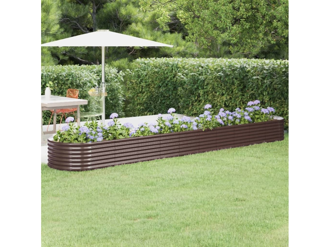 Vidaxl Canteiro Elevado Jardim 440x80x36cm Aço Galvanizado Castanho