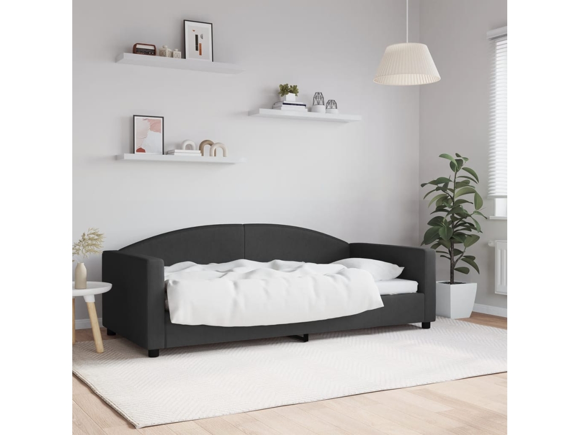Vidaxl Sofá cama 90x190 Cm Tecido Preto