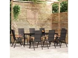 Vidaxl 9 Pcs Conjunto De Jantar Para Jardim Preto