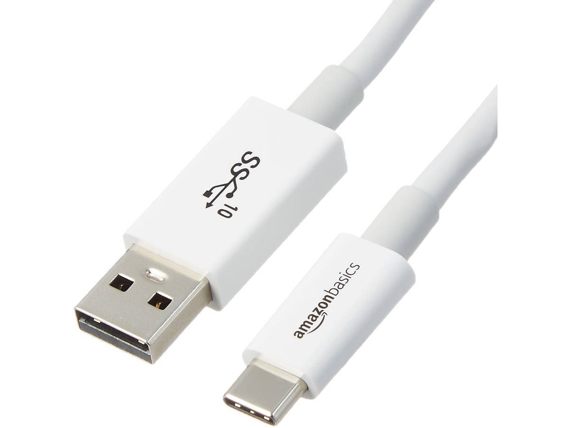 Cabo de Dados AMAZON (USB-C - USB A - 90 cm - Branco)