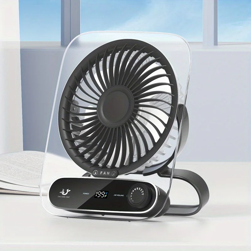 Ventilador de Pescoço MDUG, 5 velocidades, visor LED, iluminação colorida